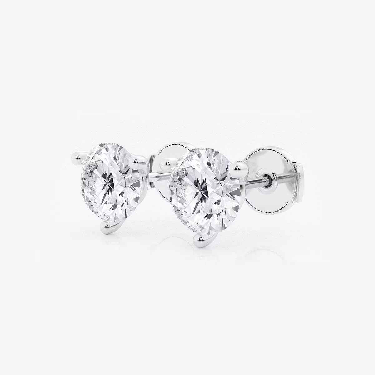 10 ctw Round Near-Colorless Lab Grown Diamond Three Prong Martini Stud Earrings - Image 2