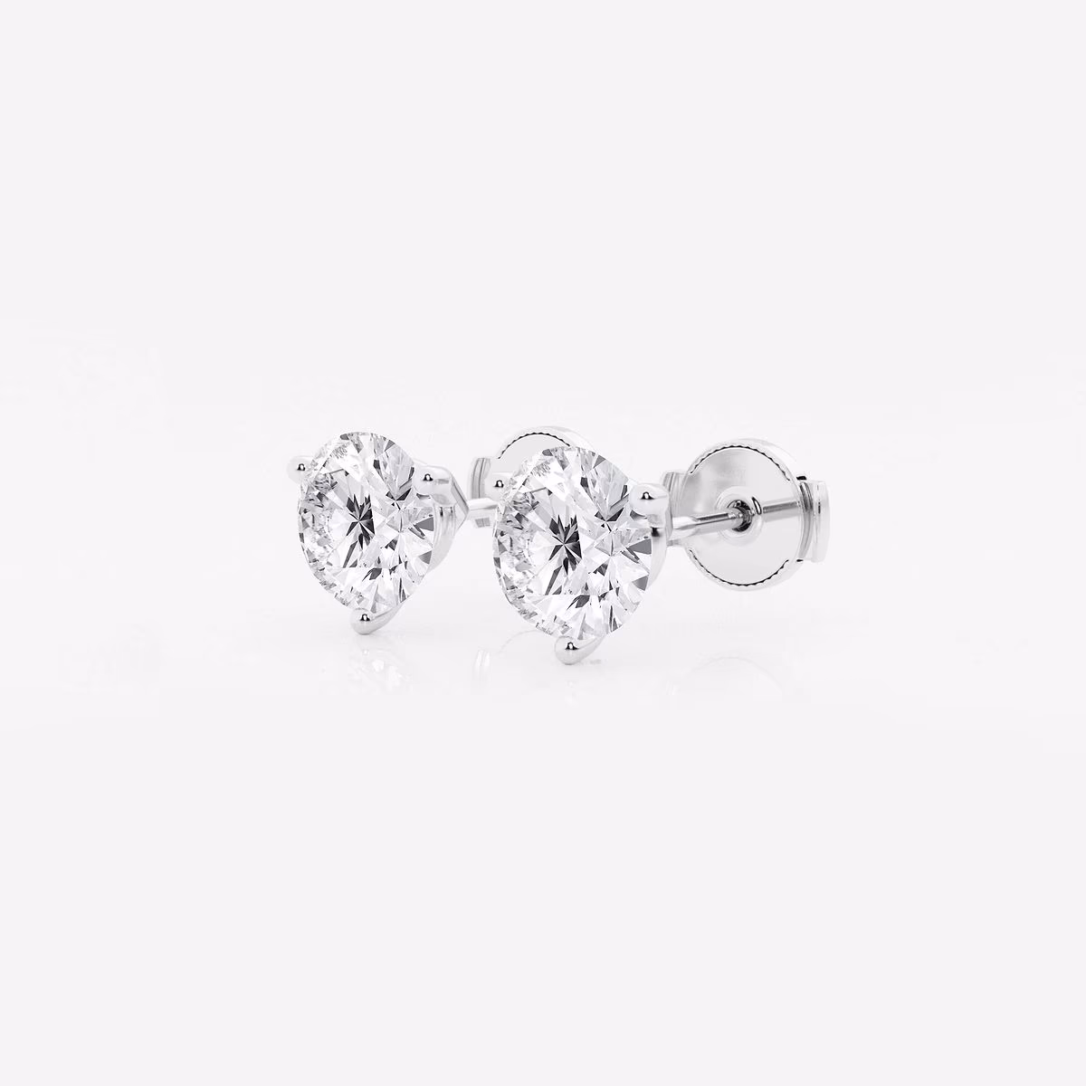 2 ctw Round Near-Colorless Lab Grown Diamond Three Prong Martini Stud Earrings - Image 2