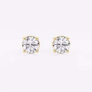2 ctw Round Near-Colorless (F-G) Lab Grown Diamond Certified Stud Earrings Yellow Gold