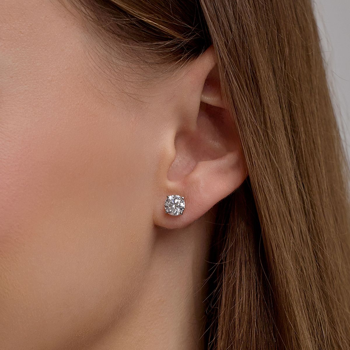 2 ctw Round Near-Colorless (F-G) Lab Grown Diamond Certified Stud Earrings White Gold - Image 2