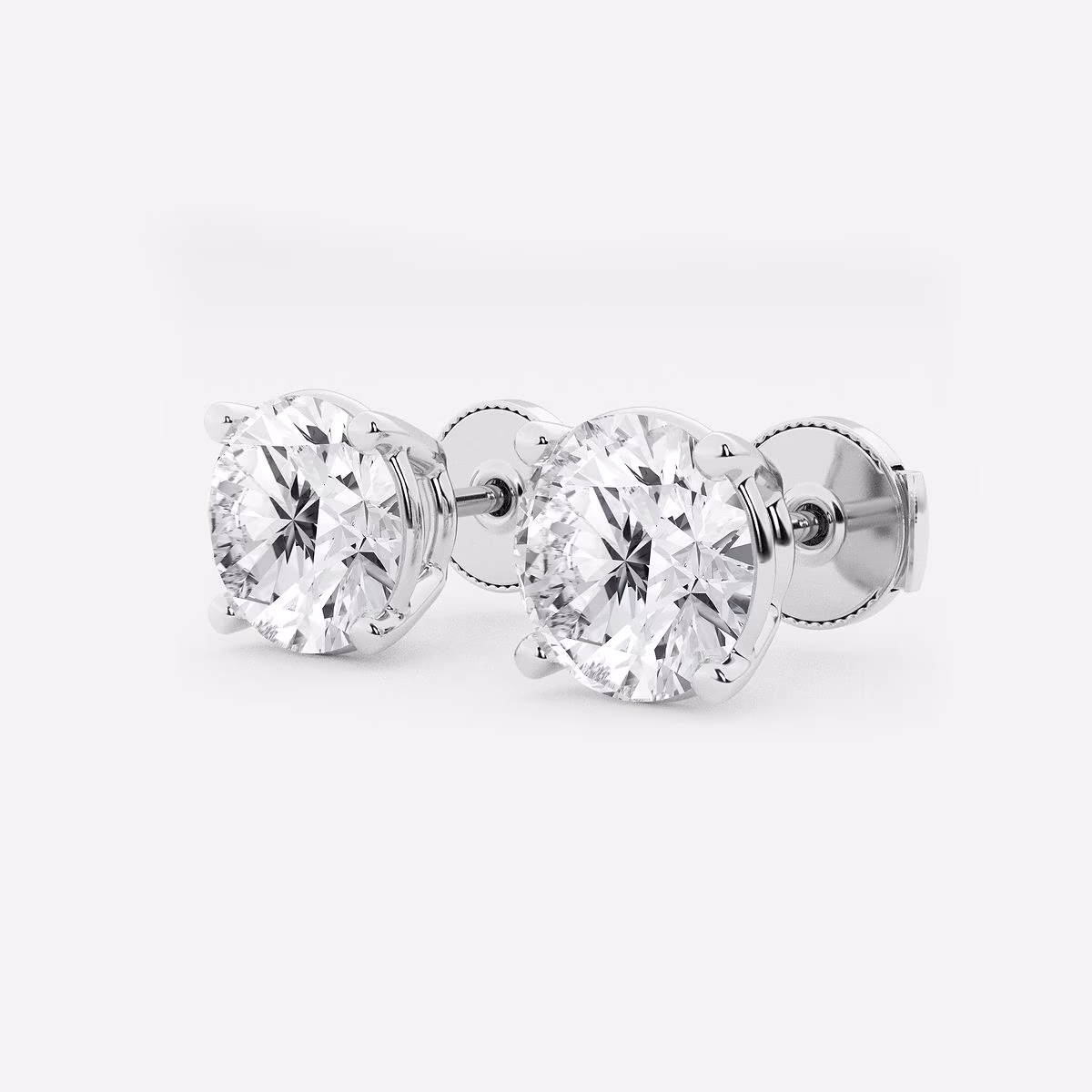 5 ctw Round Near-Colorless (G-H) Lab Grown Diamond Certified Stud Earrings - Image 2