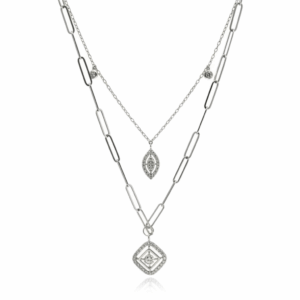 0.60 Carat Lab-Grown Round Brilliant Diamond Two-Line Necklace in 18K White Gold