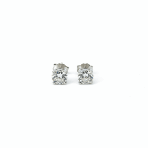 1.15 Carat Lab-Grown Round Brilliant Diamond Solitaire Earrings in 18K White Gold