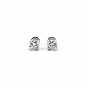 1.17 Carat Lab-Grown Round Brilliant Diamond Solitaire Earrings in 18K White Gold
