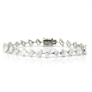 12.02 Carat Lab-Grown Multi-Cut Diamond Tennis Bracelet in 14K White Gold