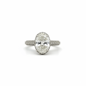 3.05 Carat Lab-Grown Oval Diamond Solitaire Ring in 14K White Gold