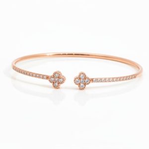 0.78 Carat Lab-Grown Round Brilliant Diamond Bangle in 18K Rose Gold