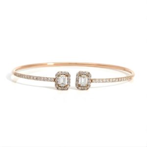 1.18 Carat Lab-Grown Round & Emerald Cut Diamond Bangle in 18K Rose Gold