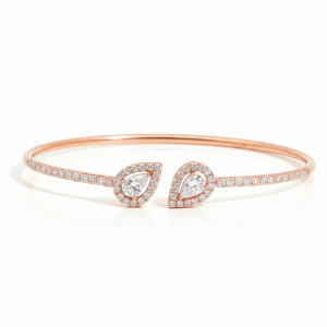 1.20 Carat Lab-Grown Round and Pear Diamond Bangle in 18K Rose Gold