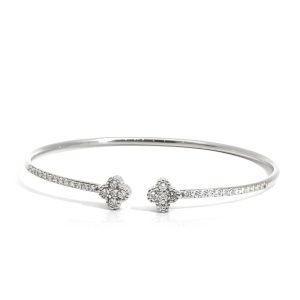 0.79 Carat Lab-Grown Round Brilliant Diamond Bangle in 18K White Gold
