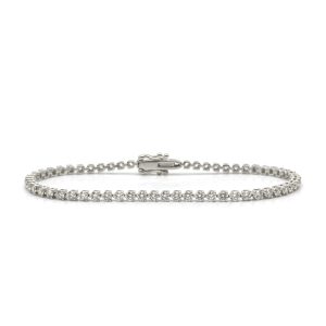 3.92 Carat Lab-Grown Round Brilliant Diamond Tennis Bracelet in 18K White Gold