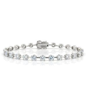 6.06 Carat Lab-Grown Round Brilliant Diamond Tennis Bracelet in 18K White Gold
