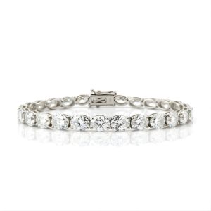 8.76 Carat Lab-Grown Oval Brilliant Diamond Tennis Bracelet in 18K White Gold