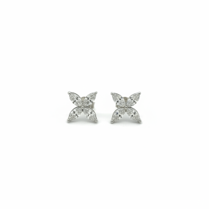 1.22 Carat Lab-Grown Marquise Cut Diamond Earrings in 18K White Gold