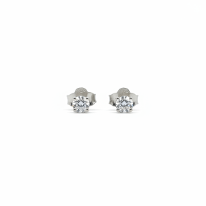 0.21 Carat Lab-Grown Round Brilliant Diamond Solitaire Earrings in 18K White Gold