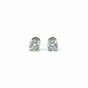 2.42 Carat Lab-Grown Round Brilliant Diamond Solitaire Earrings in 18K White Gold