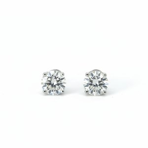 3.73 Carat Lab-Grown Round Brilliant Diamond Solitaire Earrings in 18K White Gold