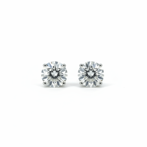 5.51 Carat Lab-Grown Round Brilliant Diamond Solitaire Earrings in 18K White Gold