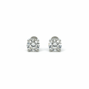 2.33 Carat Lab-Grown Round Brilliant Diamond Solitaire Earrings in 18K White Gold
