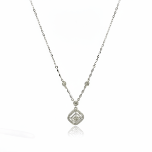 0.34 Carat Lab-Grown Round Brilliant Diamond Necklace in 18K White Gold