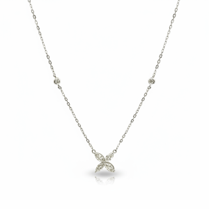 0.70 Carat Lab-Grown Round & Marquise Diamond Necklace in 18K White Gold