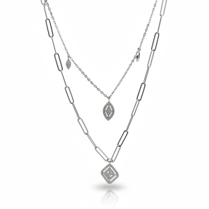 0.66 Carat Lab-Grown Round Brilliant Diamond Two-Line Necklace in 18K White Gold