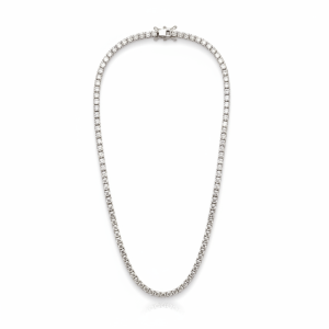 5.54 Carat Lab-Grown Round Brilliant Diamond Tennis Necklace in 18K White Gold
