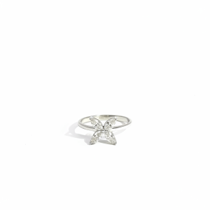 0.57 Carat Lab-Grown Marquise Cut Diamond Ring in 18K White Gold