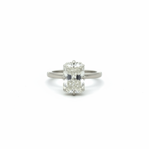 3.30 Carat Lab-Grown Emerald Cut Diamond Solitaire Ring in 18K White Gold