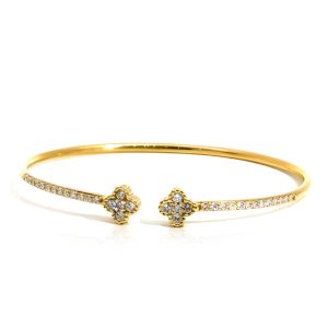 0.78 Carat Lab-Grown Round Brilliant Diamond Bangle in 18K Yellow Gold
