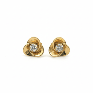 0.06 Carat Lab-Grown Round Brilliant Diamond Earrings in 18K Yellow Gold