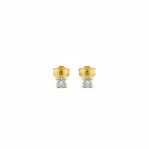 0.21 Carat Lab-Grown Round Brilliant Diamond Solitaire Earrings in 18K Yellow Gold
