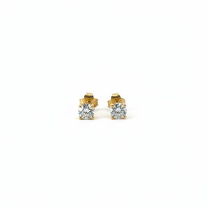 0.70 Carat Lab-Grown Round Brilliant Diamond Solitaire Earrings in 18K Yellow Gold