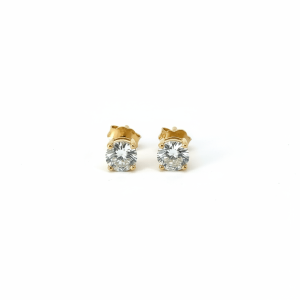 1.15 Carat Lab-Grown Round Brilliant Diamond Solitaire Earrings in 18K Yellow Gold