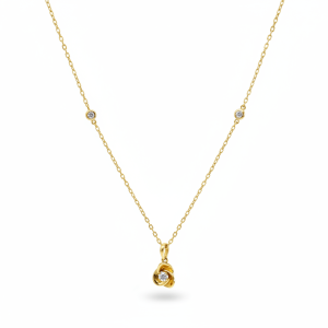 0.14 Carat Lab-Grown Round Brilliant Diamond Necklace in 18K Yellow Gold