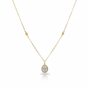 0.76 Carat Lab-Grown Round & Oval Diamond Necklace in 18K Yellow Gold