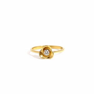 0.03 Carat Lab-Grown Round Brilliant Diamond Ring in 18K Yellow Gold