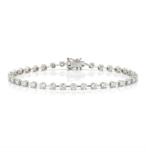 3.44 Carat Lab-Grown Round Brilliant Diamond Tennis Bracelet in 18K White Gold