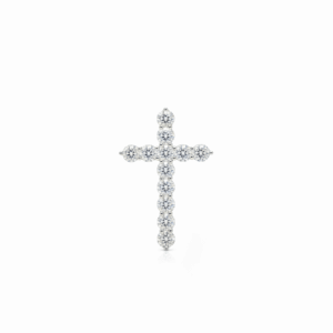 2.75 Carat Lab-Grown Round Brilliant Diamond Cross Pendant in 14K White Gold
