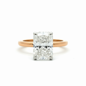 3.30 Carat Lab-Grown Emerald Cut Diamond Solitaire Ring in 18K Rose Gold