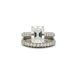 3.50 Carat Lab-Grown Radiant Cut Diamond Twin Band Ring in 14K White Gold