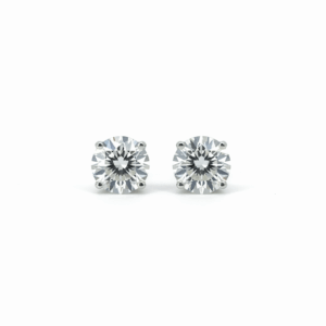 4.42 Carat Lab-Grown Round Brilliant Diamond Solitaire Earrings in 18K White Gold