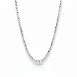6.07 Carat Lab-Grown Round Brilliant Diamond Tennis Necklace in 18K White Gold