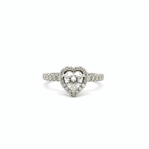 1.00 Carat Lab-Grown Heart Cut Diamond Solitaire Ring in 9K White Gold