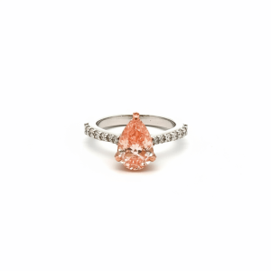 1.55 Carat Lab-Grown Pink Pear Cut Diamond Solitaire Ring in 9K White Gold