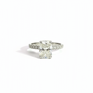3.02 Carat Lab-Grown Radiant Cut Diamond Solitaire Ring in 9K White Gold