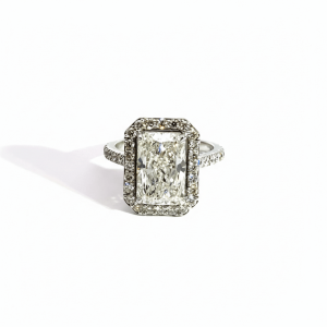 4.02 Carat Lab-Grown Radiant Cut Diamond Solitaire Ring in 9K White Gold