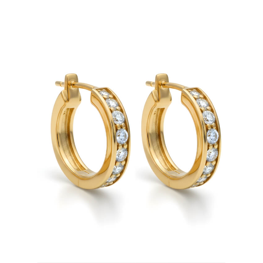 0.10 Carat Lab-Grown Round Diamond Hoop Earrings in 18K Yellow Gold (7)