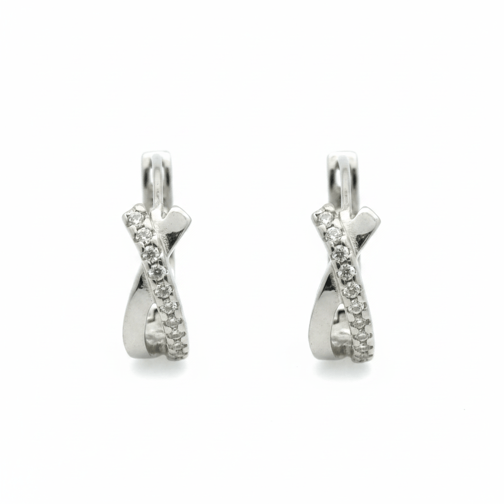 0.11 Carat Lab-Grown Round Diamond Huggie Earrings in 18K White Gold (1)