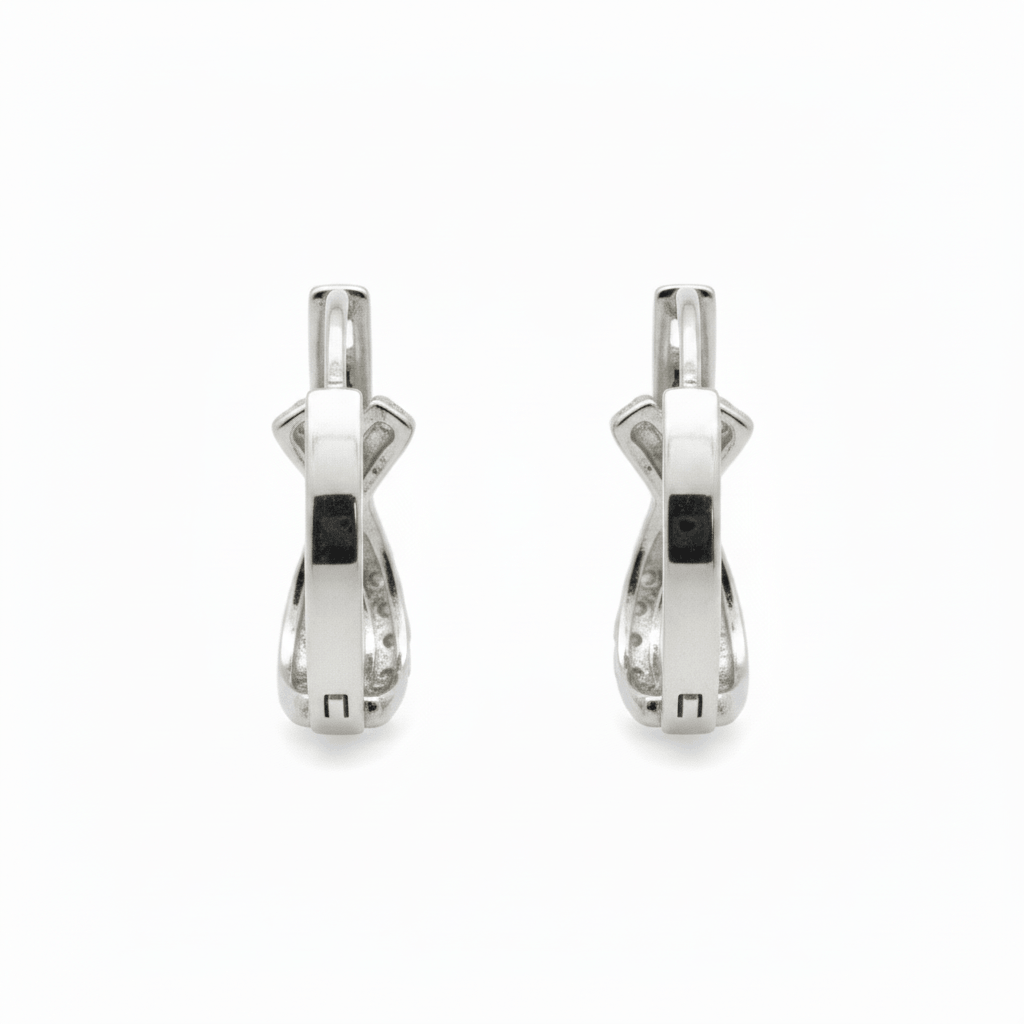 0.11 Carat Lab-Grown Round Diamond Huggie Earrings in 18K White Gold (1)